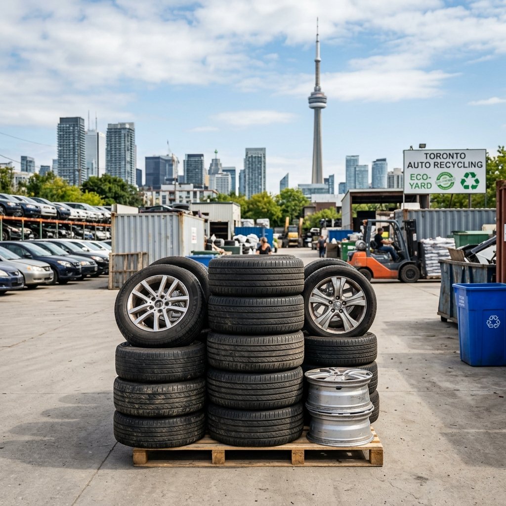 Scrap vehicle tires, wheels, and salvage auto parts recycling in Toronto